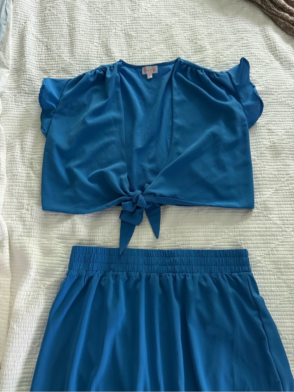 Pink Lily Royal Blue Maxi Two-Piece Tie-Front Dress